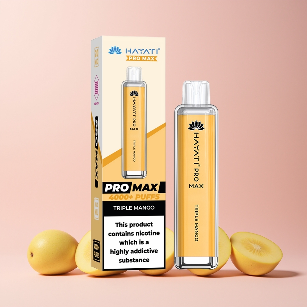 Hayati Pro Max 4000 Puffs Norge Engros Engangsdamp Triple Mango 1400mAh 2ml TPD