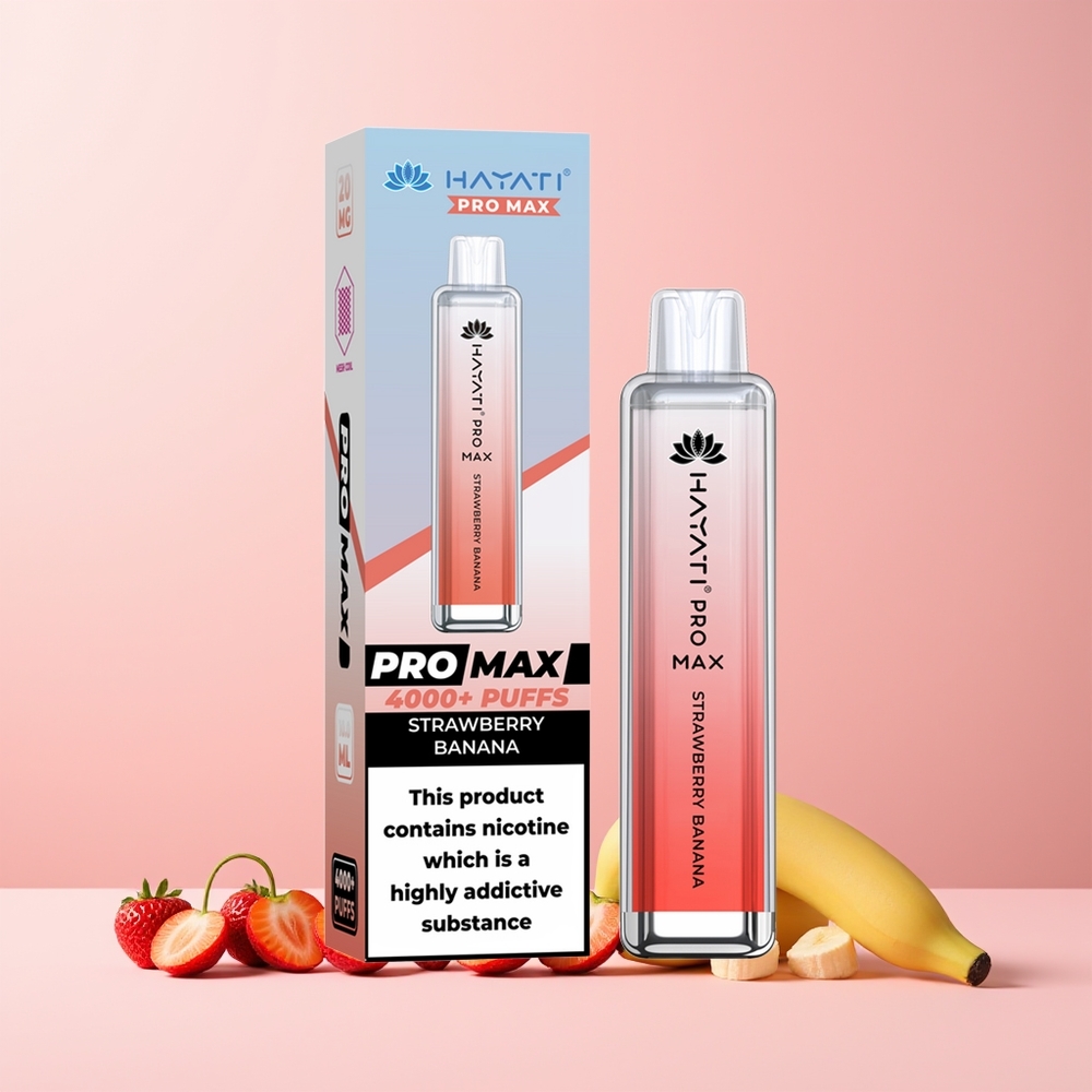 Hayati Pro Max 4000 Puffs Norge Engros Oppladbar 1400mAh Jordbær Banan