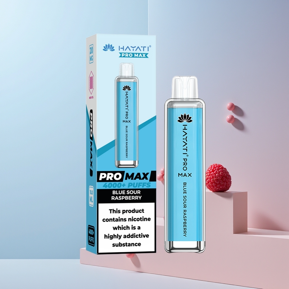 Hayati Pro Max 4000 Puffs Norge Engros Oppladbar Blå Sur Bringebær Disposable Vape