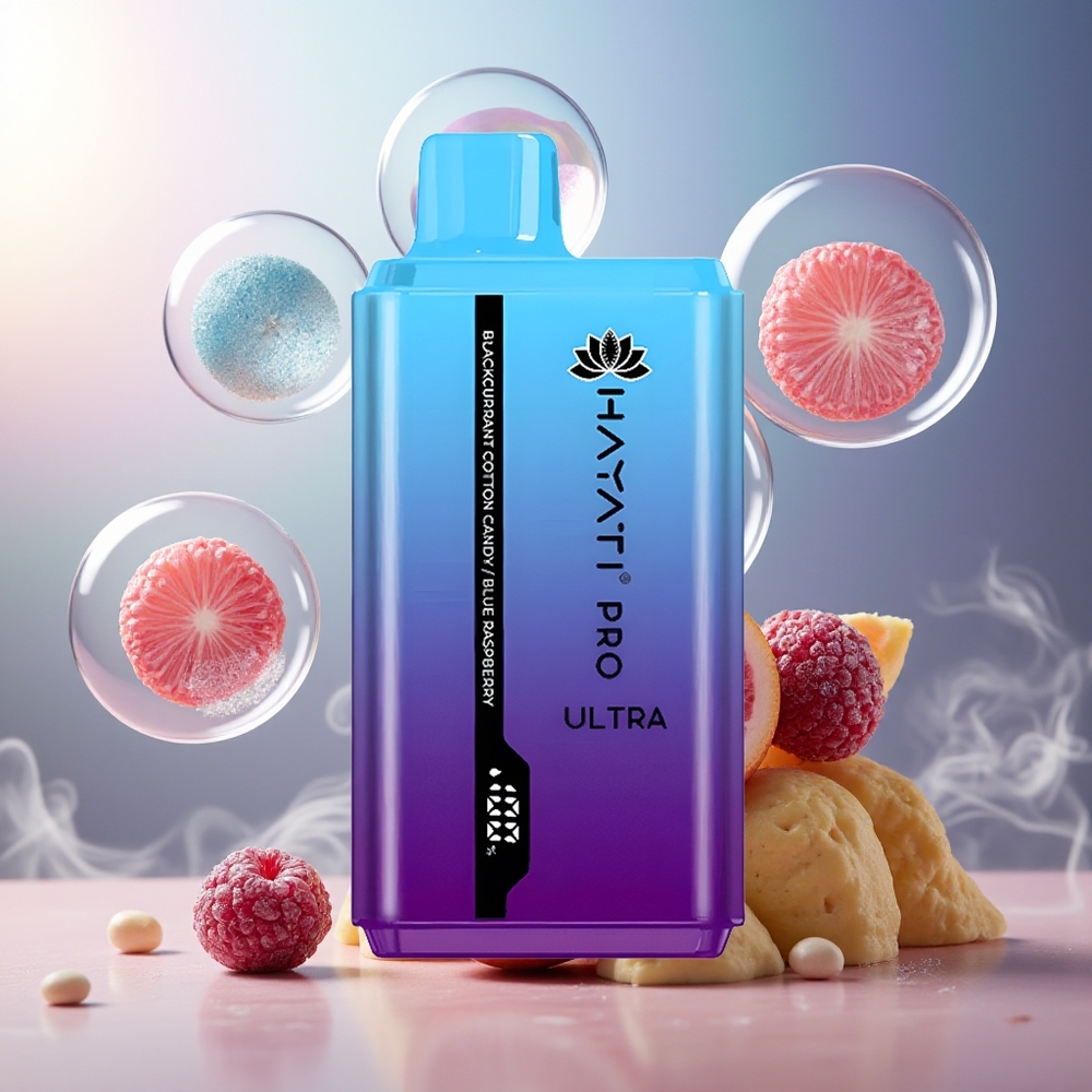 Hayati Pro Ultra 15000 Norge Engros 850mAh 24ml 2% Svartsolbær Bomullsgodt Blåbringebær
