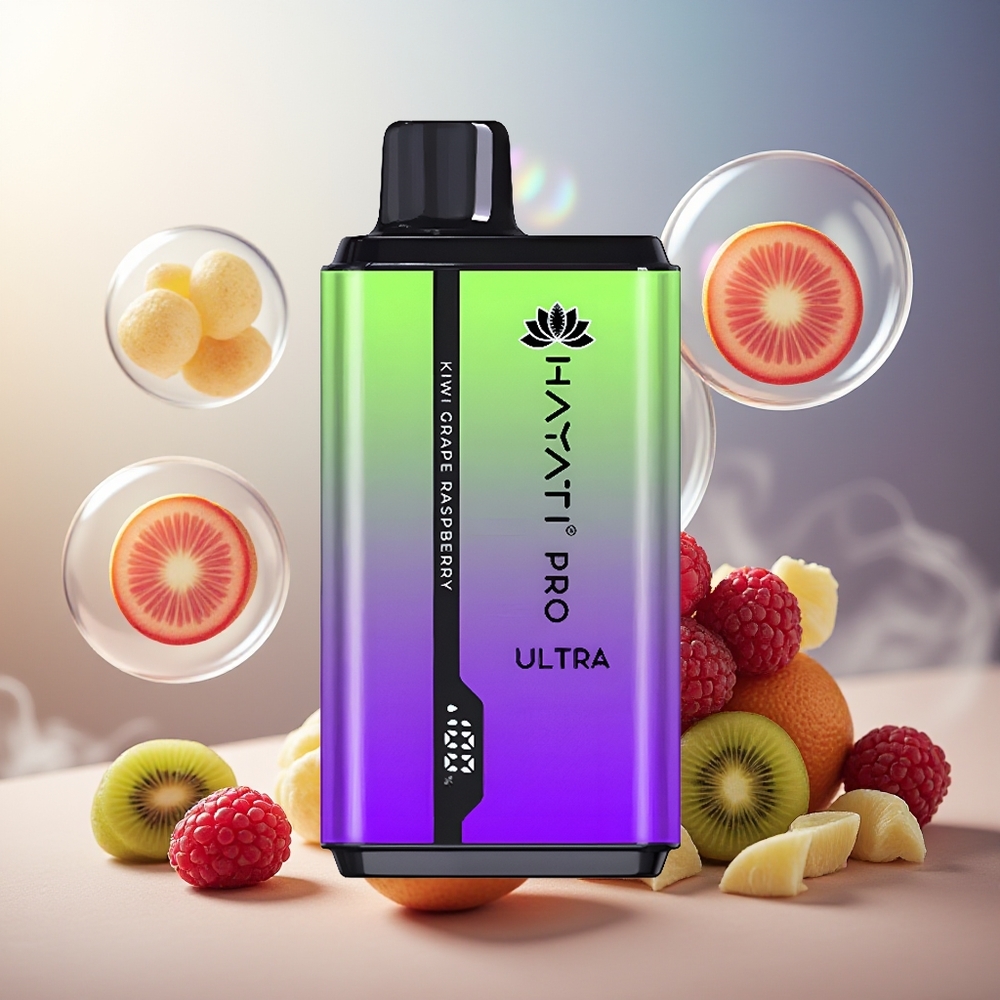 Hayati Pro Ultra 15000 Norge Engros 850mAh 2 12ml 2% Kiwi Drue Bringebær