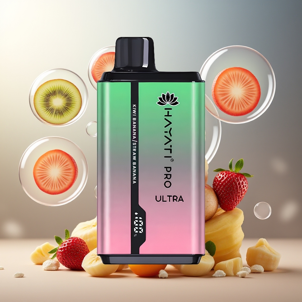 Hayati Pro Ultra 15000 Norge Engros 850mAh 2 12ml Kiwi Banan Jordbær Banan