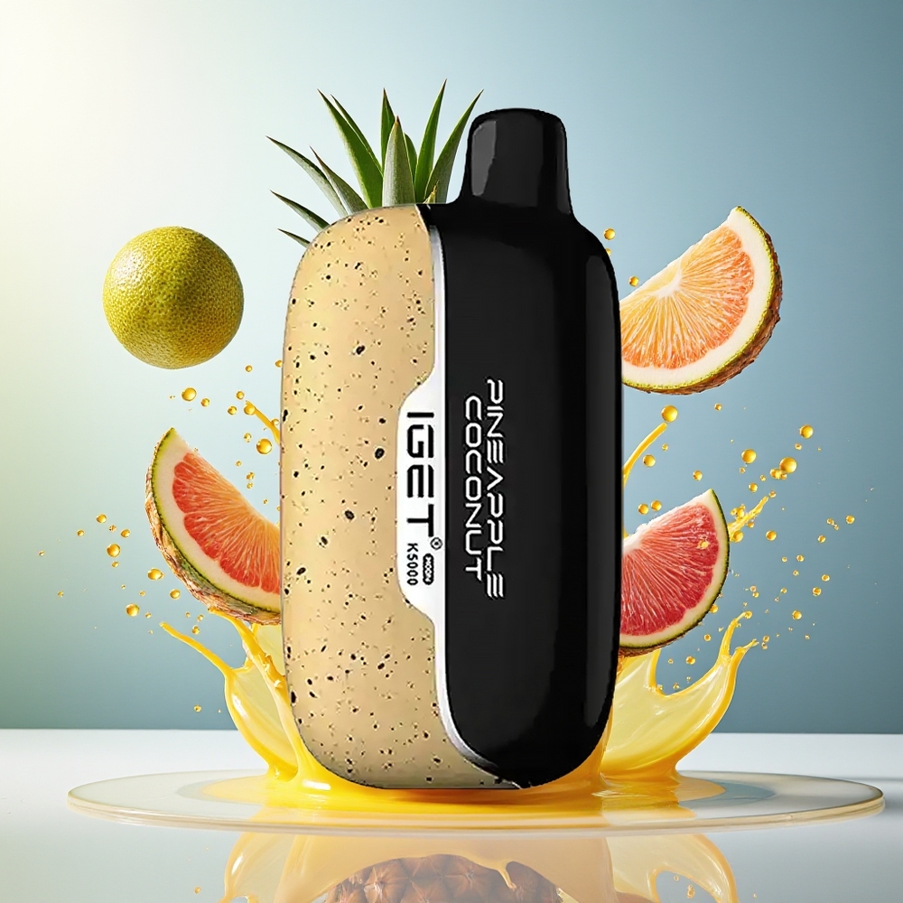 IGET Moon K5000 Puffs Norge Engros Ananas Kokos PC 1.35 Ohm 81.5g 49.5x25.3x99.4mm