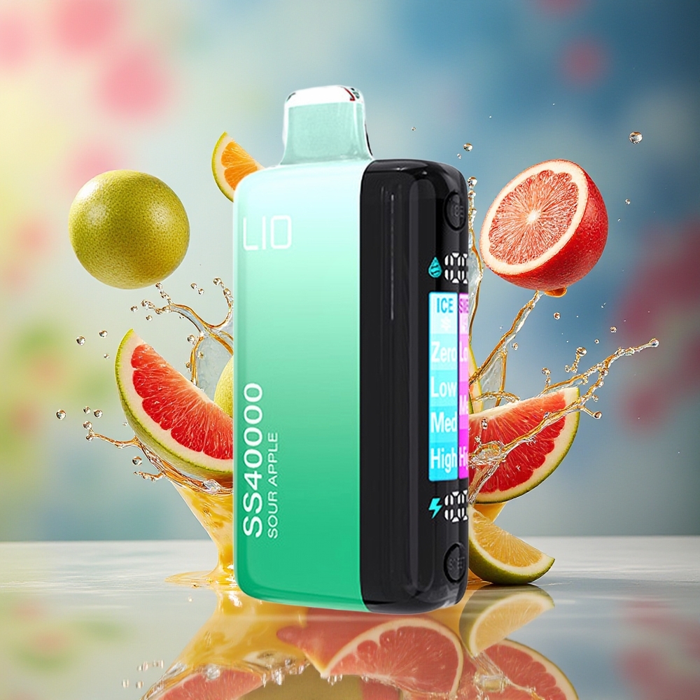 IJOY LIO SS40000 Norge Engros 40000 Puffs 22ML Sur Eple Justerbar Luftstrøm TYPE-C