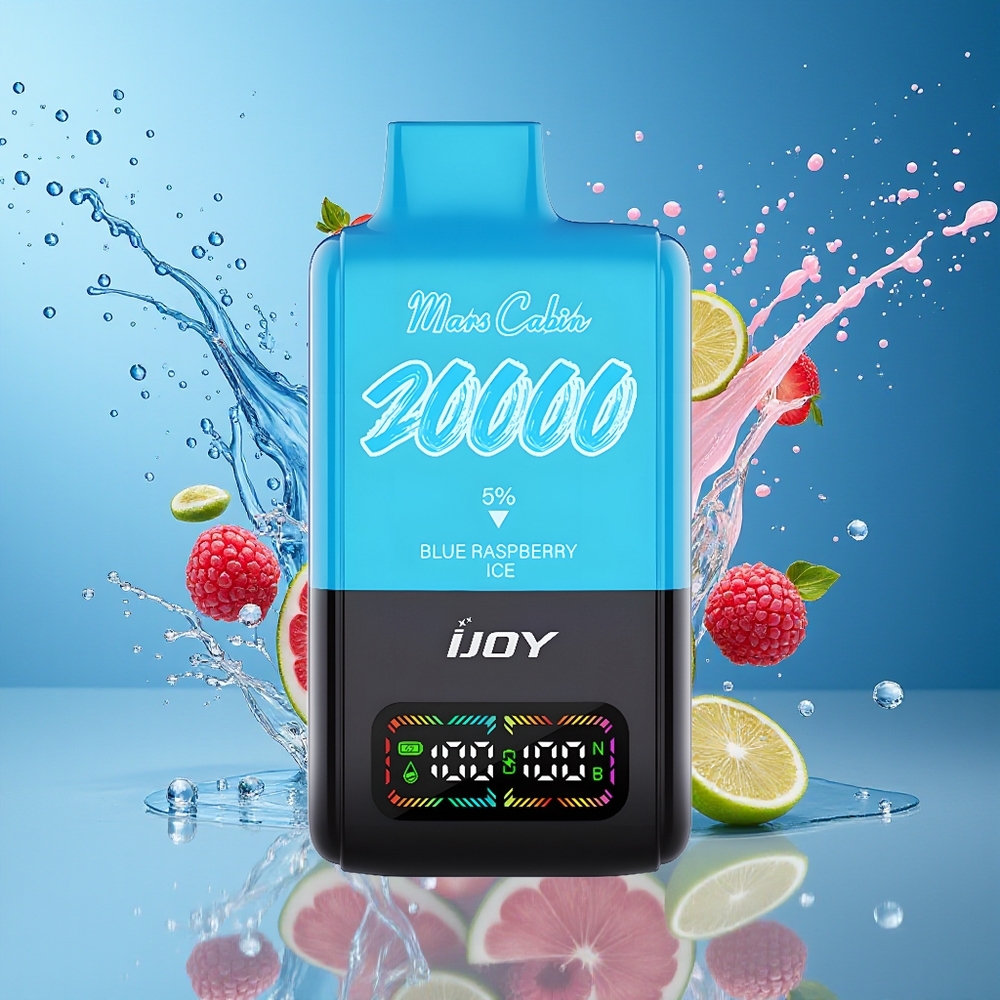 IJOY Mars Cabin 20000 Puffs Blå Bringebær Is Norge Engros 20ML 50mg TYPE-C Lader