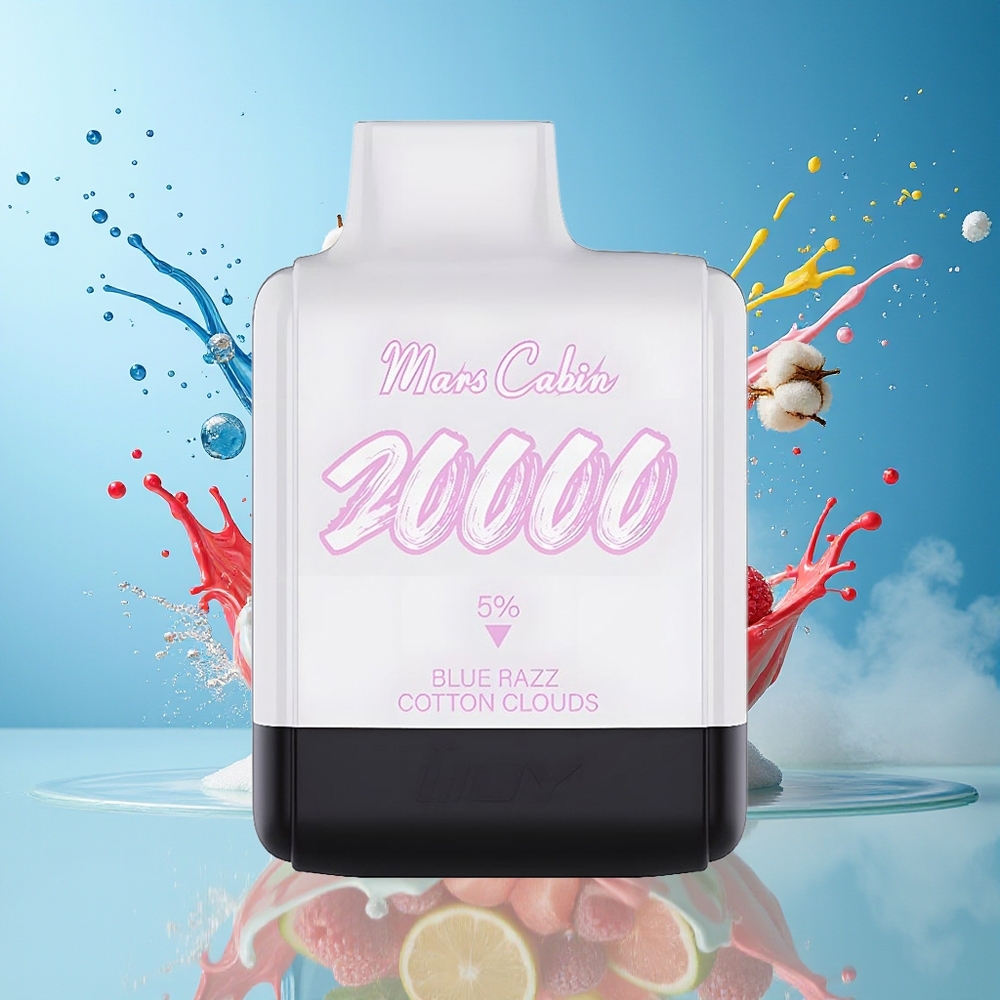 IJOY Mars Cabin 20000 Puffs Norge Engros 20ML 50mg TYPE-C Blå Bringebær Bomullsskyer