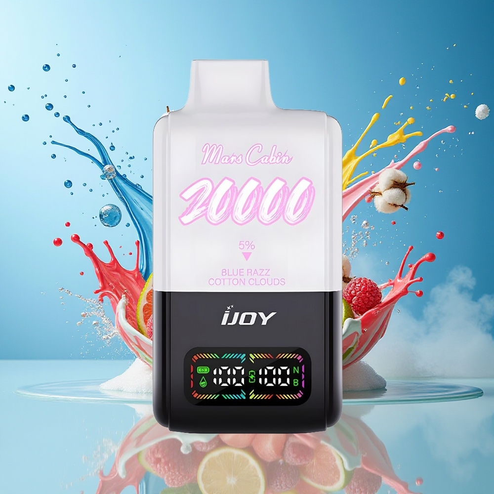 IJOY Mars Cabin 20000 Puffs Norge Engros 20ML 50mg TYPE-C Blå Bringebær Bomullsskyer