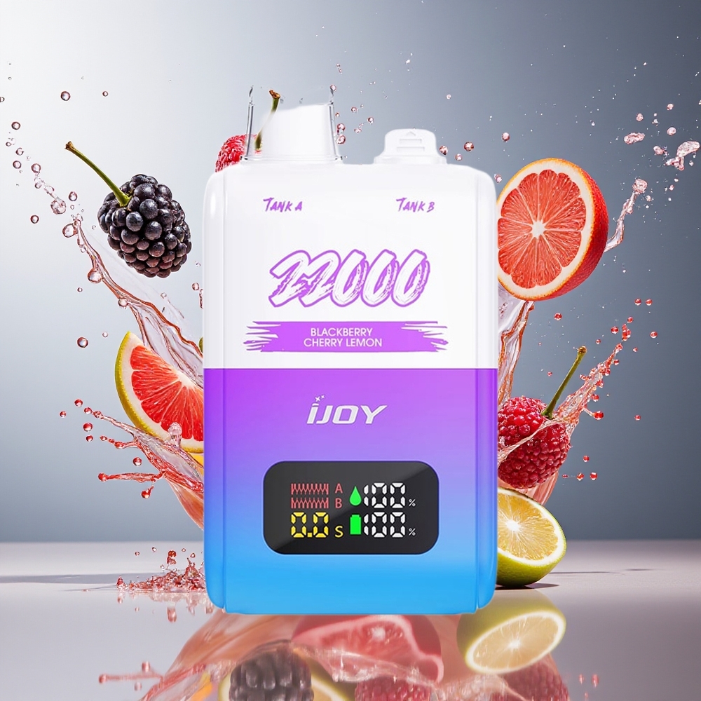 IJOY SD 22000 Puffs Norge Engros 15MLx2 650mAh Type-C Svartbringebær Kirsebær Sitron