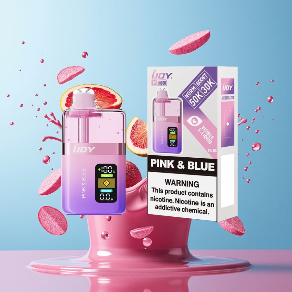 IJOY XP50000 Norge Engros 50000 Puffs 50mg/ml 1000mAh Type-C Justerbar Luftstrøm Rosa & Blå
