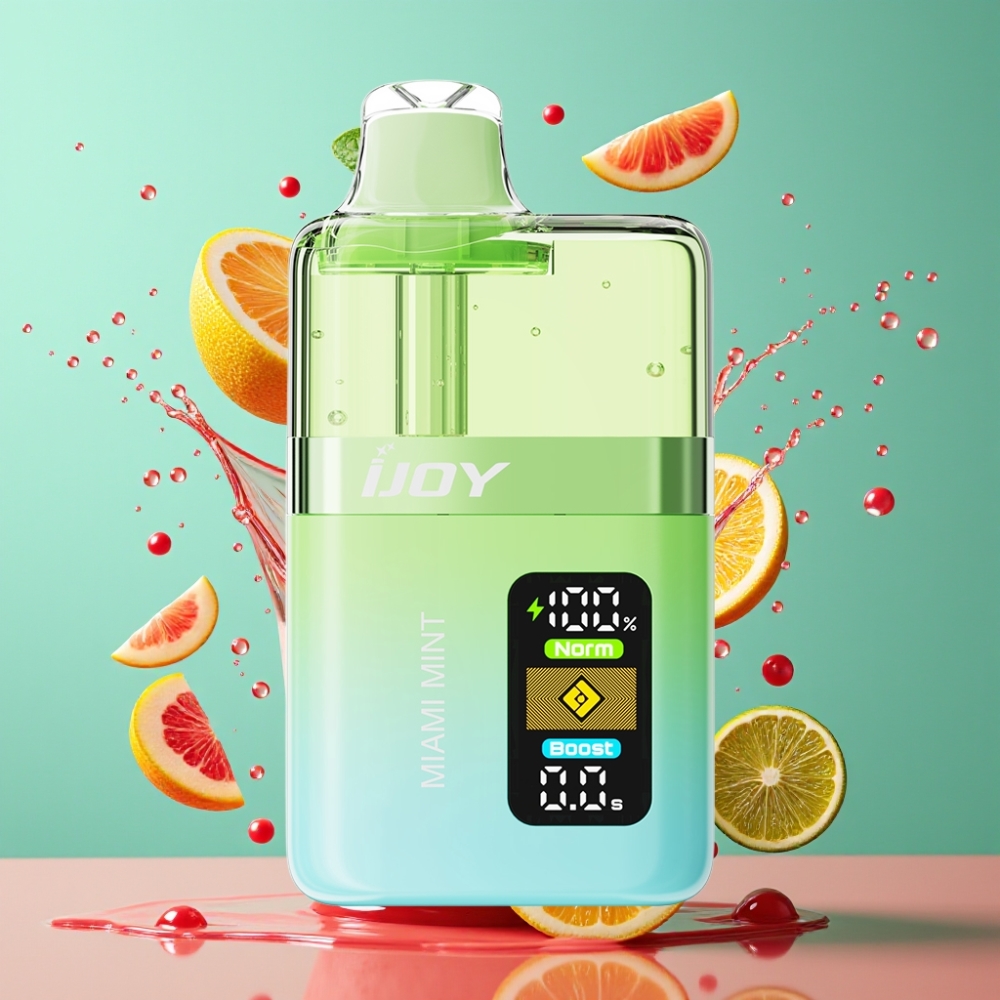 IJOY XP50000 Norge Engros 50000 Puffs PC SUS304 Type-C Justerbar Luftstrøm Miami Mynte 0.4ohm Dual Mesh 50mg/ml 1000mAh