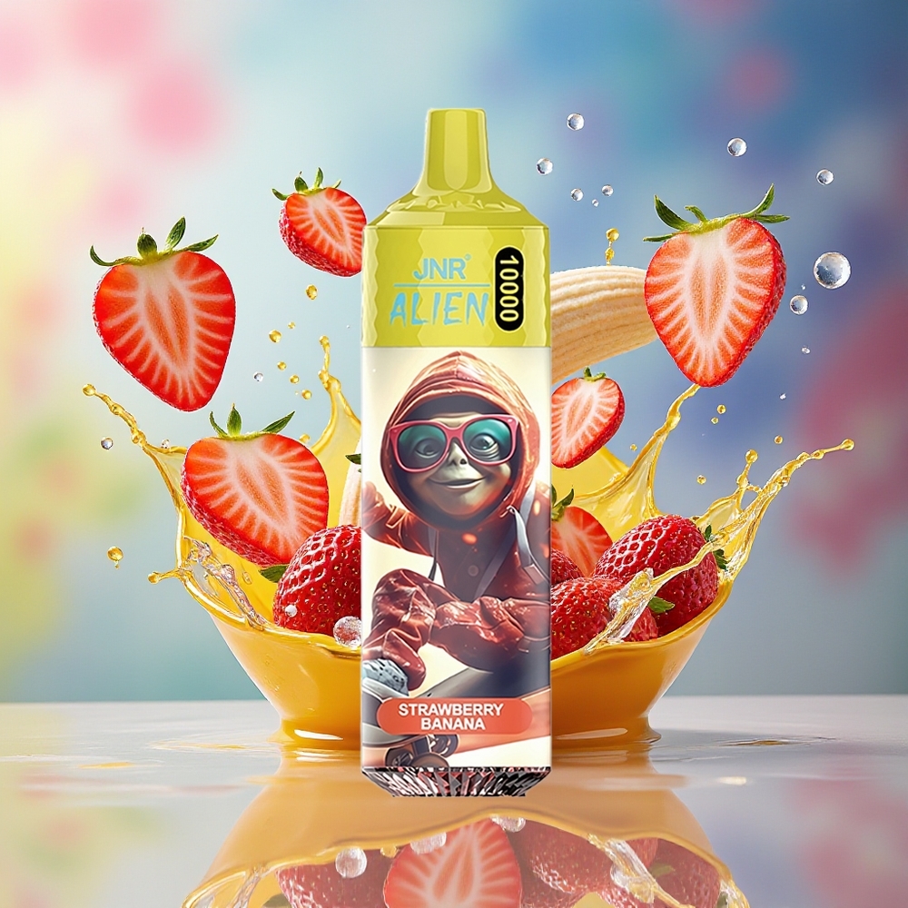 JNR Alien 10000 Puffs Norge Engros 850mAh 20ml Type-C LED Jordbær Banan