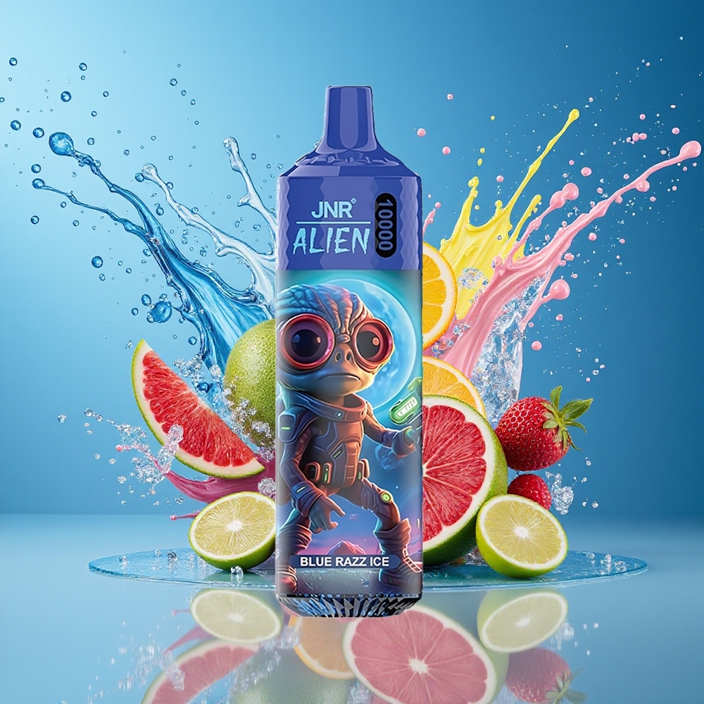 JNR Alien 10000 Puffs Norge Engros 850mAh RGB Blå razz is