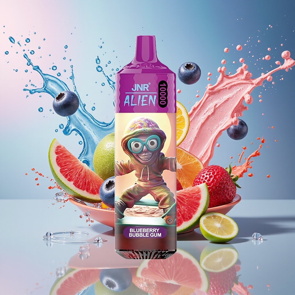 JNR Alien 10000 Puffs Norge Engros 850mAh Type-C LED Blåbær Tyggegummi