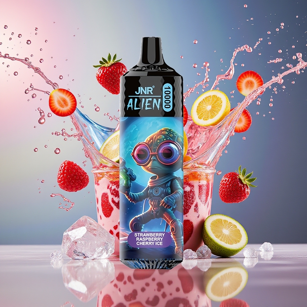 JNR Alien 10000 Puffs Norge Engros Jordbær Bringebær Kirsebær Is 850mAh 20ml Type-C RGB