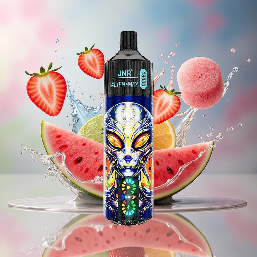 JNR Alien Max 18000 Norge Engros Smart LED Dual Mesh 28ml Type-C Jordbær Vannmelon Tyggegummi