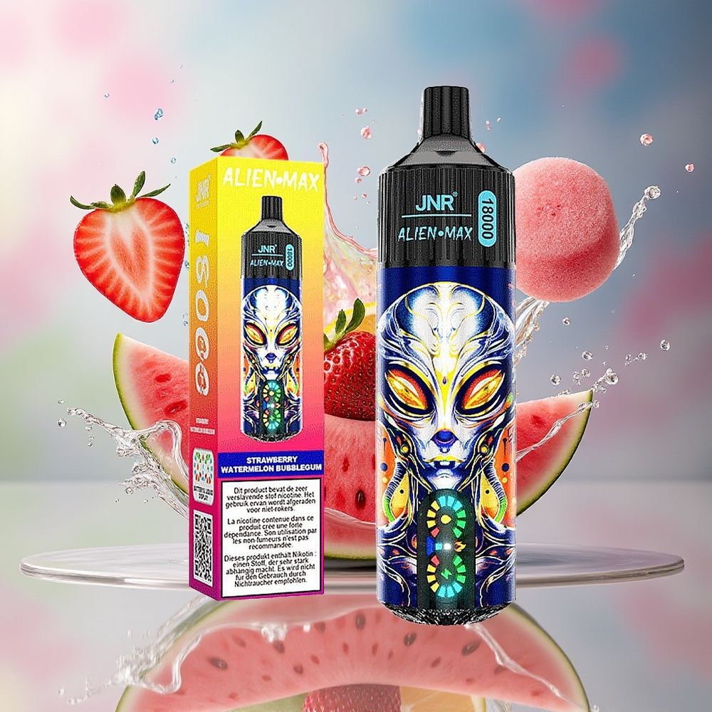 JNR Alien Max 18000 Norge Engros Smart LED Dual Mesh 28ml Type-C Jordbær Vannmelon Tyggegummi