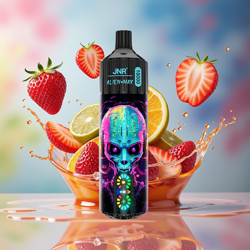 JNR Alien Max 18000 Puffs Norge Engros Dual Mesh Coil Type-C Rask Ladning Hubba Bubba Jordbær