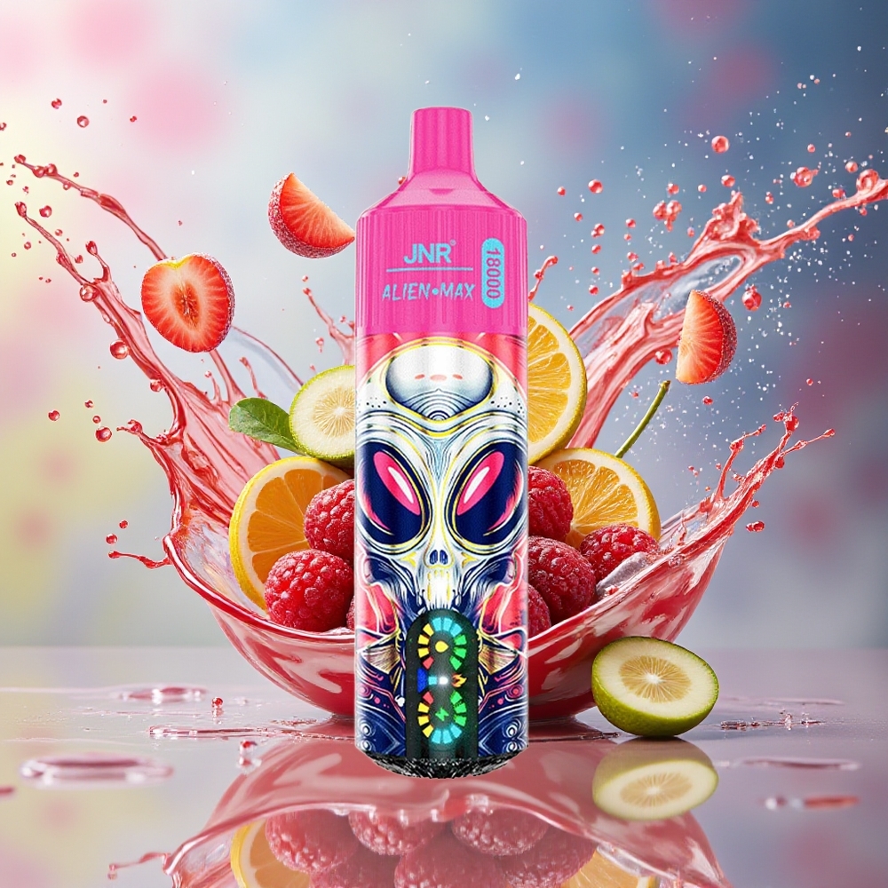 JNR Alien Max 18000 Puffs Norge Engros Smart LED Dual Mesh Type-C Kirsebær Bær