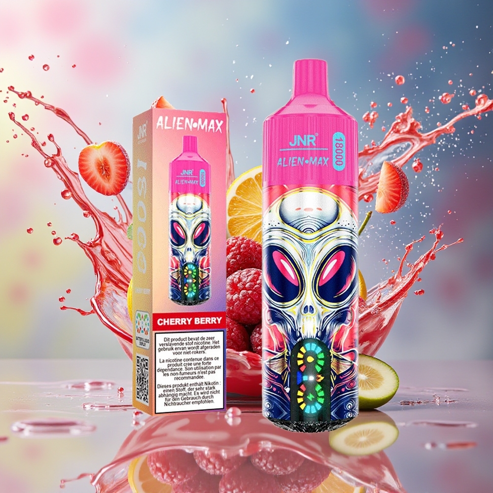JNR Alien Max 18000 Puffs Norge Engros Smart LED Dual Mesh Type-C Kirsebær Bær