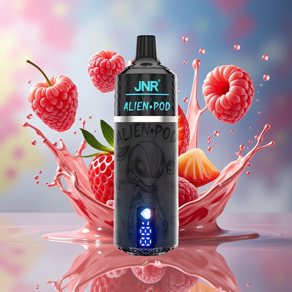 JNR Alien Pod 13000 Puffs Norge Engros Jordbær Bringebær Kirsebær Skjerm Mesh Kjern Type-C Raskladning