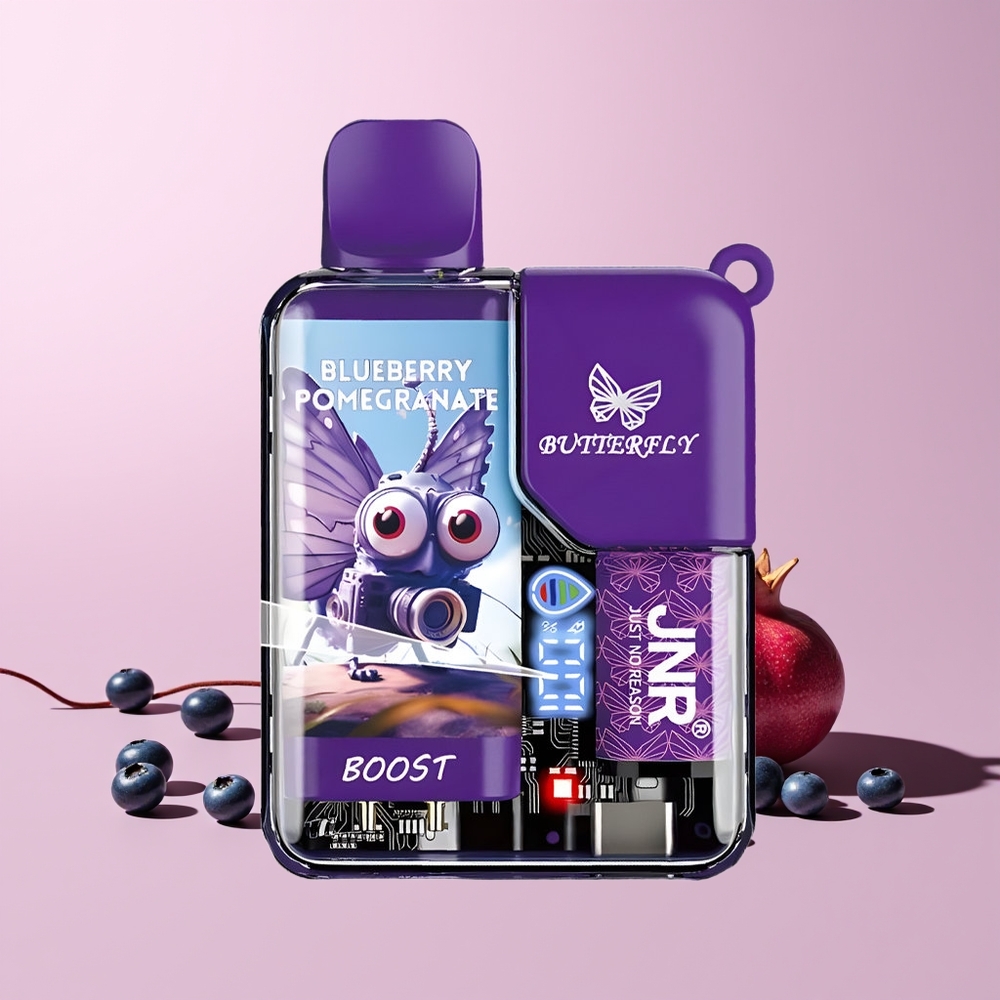JNR Butterfly 8500 Puffs Norge Engros 1200mAh 15ml 1.0ohm Blåbær Granateple