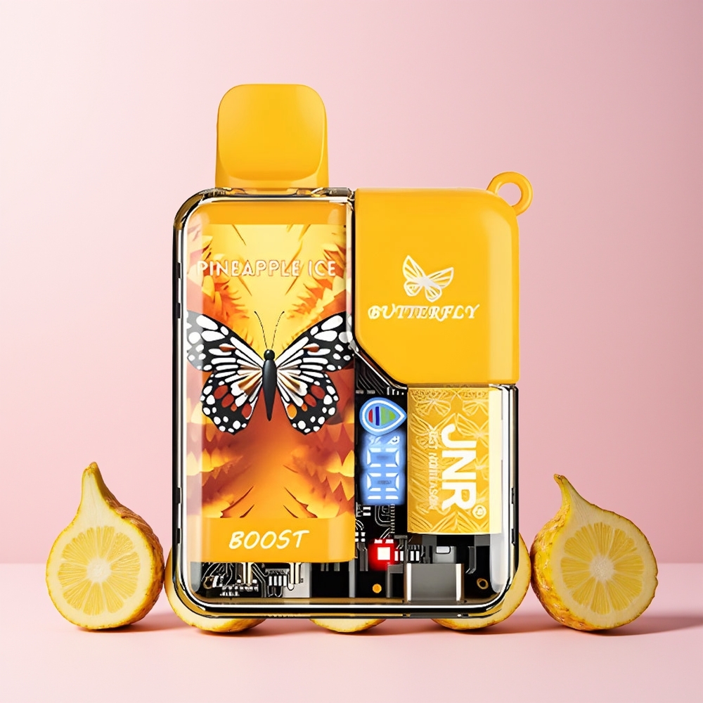 JNR Butterfly 8500 Puffs Norge Engros 1200mAh 15ml 1.0ohm Mesh Digital Ananas Is