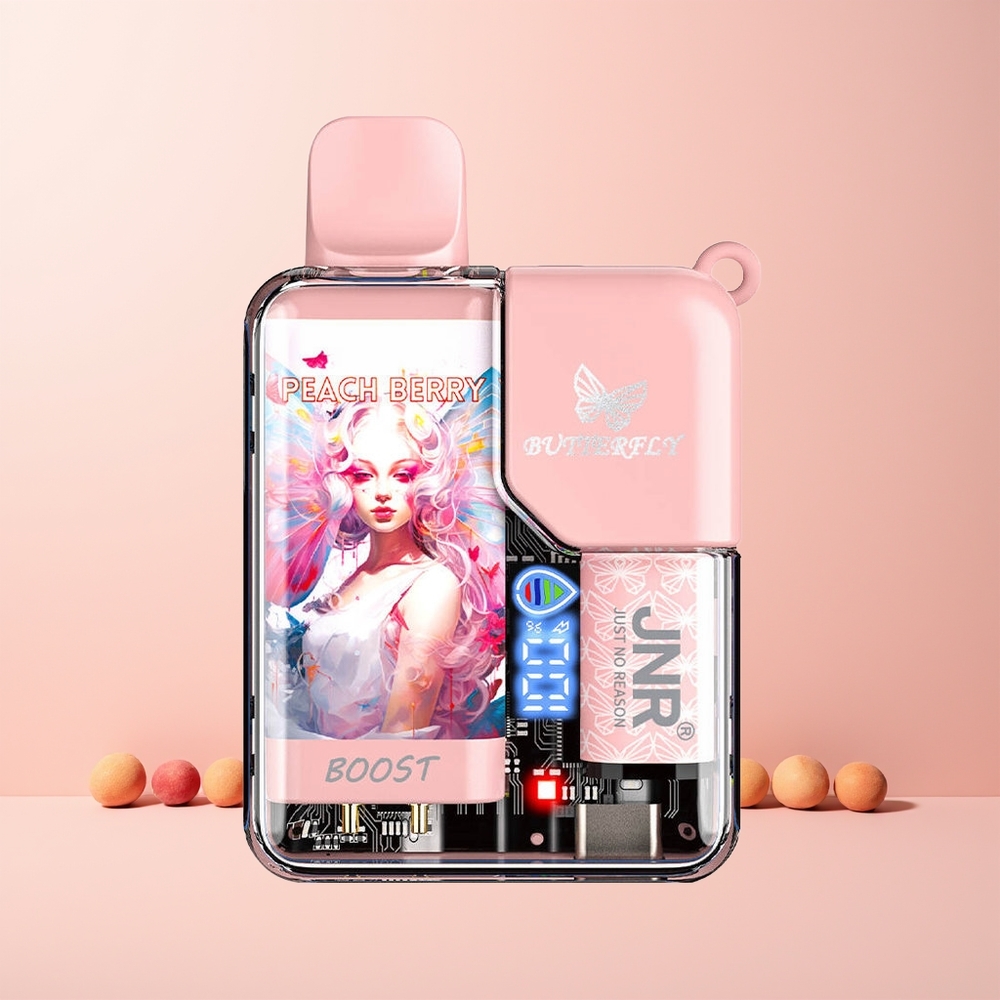JNR Butterfly 8500 Puffs Norge Engros 1200mAh 15ml 1.0ohm Mesh Digital Fersken Bær