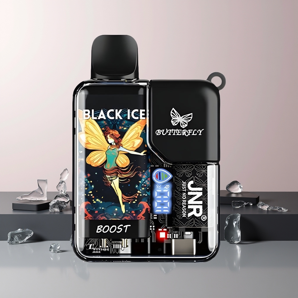 JNR Butterfly 8500 Puffs Norge Engros 1200mAh 15ml Svart Is 1.0ohm Mesh Digital Display