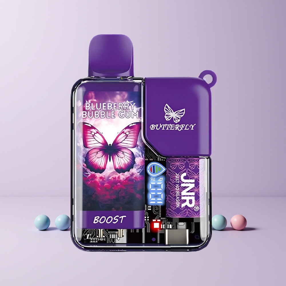JNR Butterfly 8500 Puffs Norge Engros Blåbobletyggis Digital Display 1200mAh 15ml