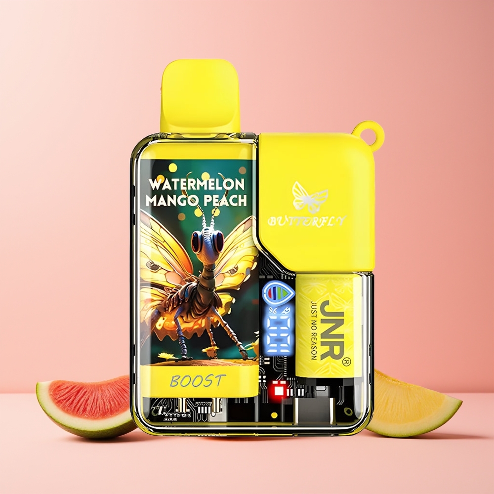 JNR Butterfly 8500 Puffs Norge Engros Disposable Vape Vannmelon Mango Fersken 15ml 1200mAh Digital