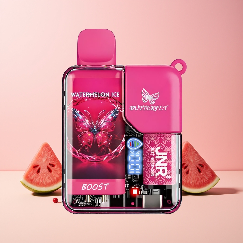 JNR Butterfly 8500 Puffs Norge Engros Vannmelon Is 1200mAh 15ml 1.0ohm Mesh Digital Transparent