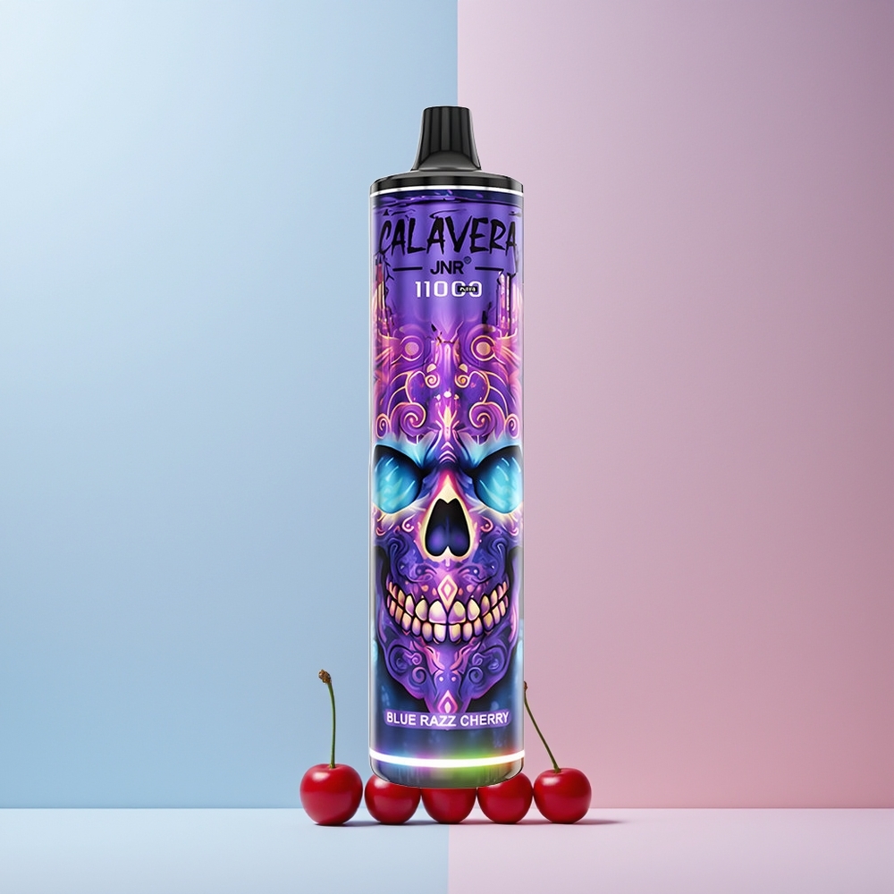JNR Calavera 11000 Puffs Engangs Vape Blå Bringebær Kirsebær Type-C 850mAh 21ml 1.0ohm Norge Engros