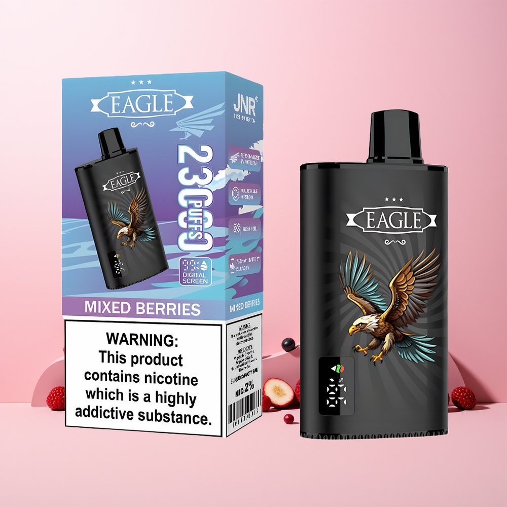 JNR EAGLE Smart 23000 Puffs Digital Skjerm 1.0ohm Mesh Justerbar Luft Blåbærmiks Norge Engros