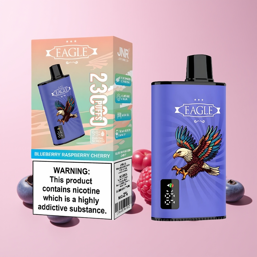 JNR EAGLE Smart 23000 Puffs Digital Skjerm Mesh Coil Norge Engros Blåbær Bringebær Kirsebær