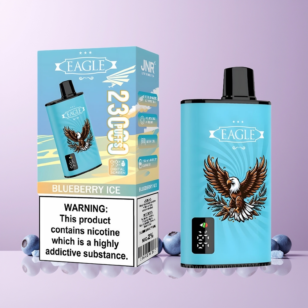 JNR EAGLE Smart 23000 Puffs Norge Engros Digital Skjerm 1.0ohm Mesh Justerbar Luft Blåbær Is