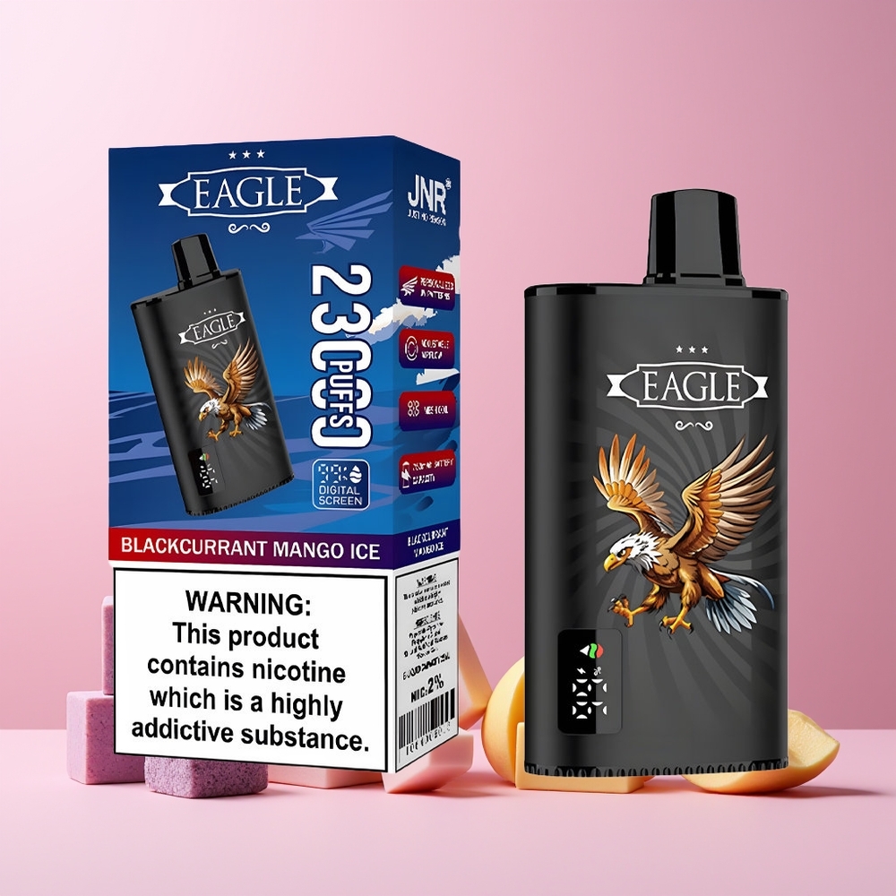 JNR EAGLE Smart 23000 Puffs Norge Engros Digital Skjerm 1.0ohm Mesh Justerbar Luftstrøm 750mAh Type-C 25ml Blåbær Mango Is 2% Nikotin