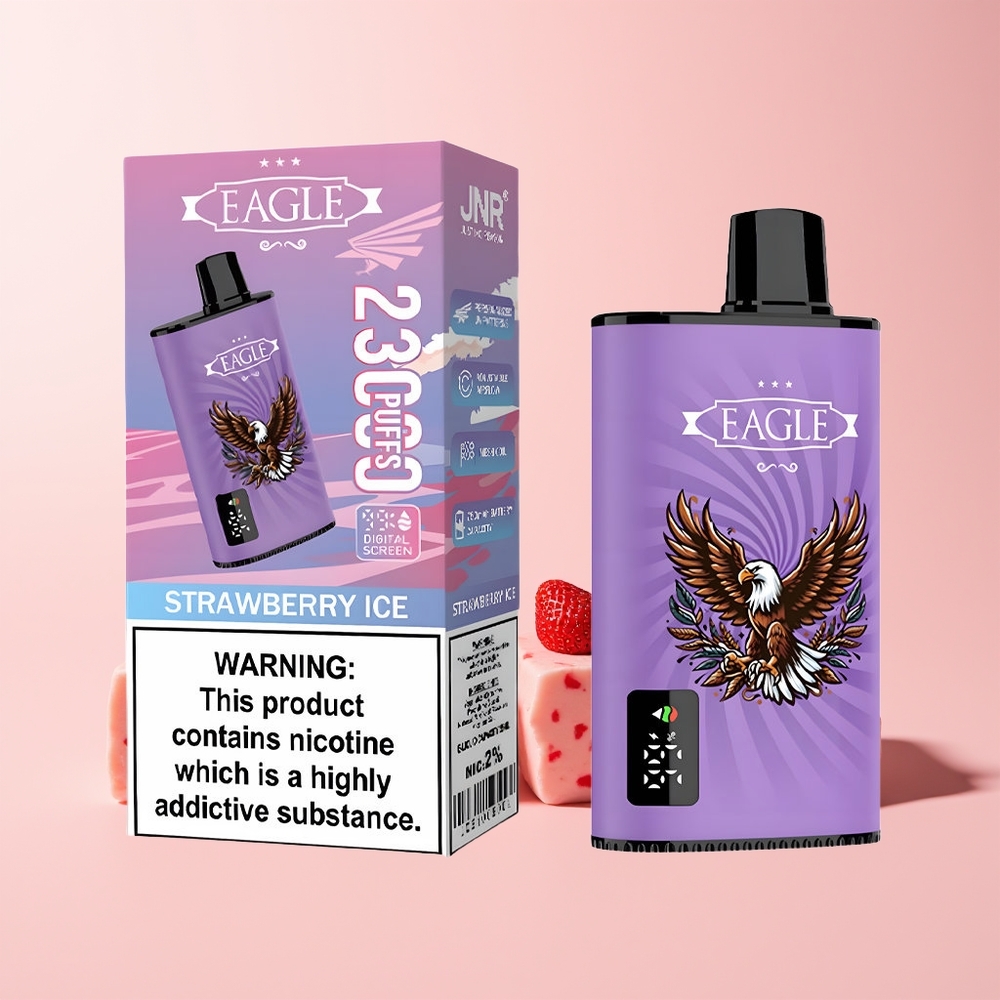 JNR EAGLE Smart 23000 Puffs Norge Engros Digital Skjerm 1.0ohm Mesh Justerbart Luftinntak Jordbæris