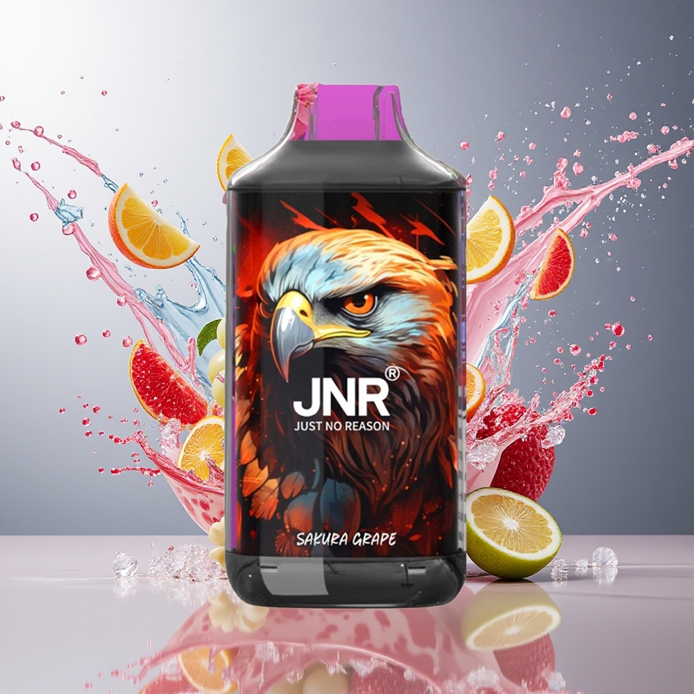 JNR Falcon 16000 Puffs 850mAh 22ml Dual Mesh Coil Type C & Lightning Smart LED 0% 2% Sakura Drue Norge Engros
