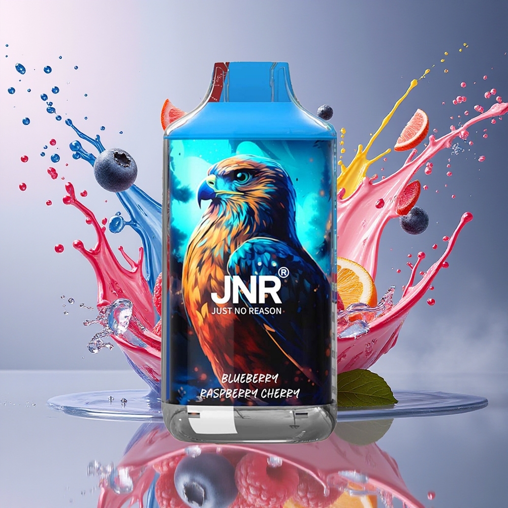 JNR Falcon 16000 Puffs 850mAh 22ml Dual Mesh Coil Type C Norge Engros Blåbær Bringebær Kirsebær