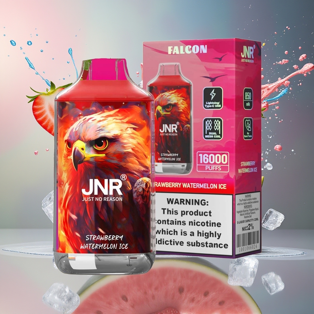 JNR Falcon 16000 Puffs 850mAh 22ml Dual Mesh Coil Type C Norge Engros Jordbær Vannmelon Is