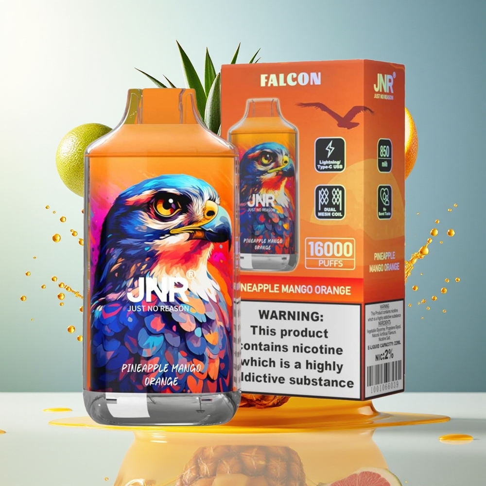 JNR Falcon 16000 Puffs Norge Engros 850mAh 22ml Dual Mesh Coil Ananas Mango Appelsin