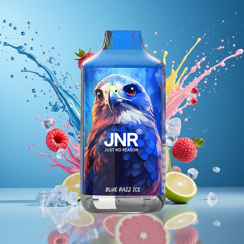 JNR Falcon 16000 Puffs Norge Engros Blå Bringebær Is 850mAh 22ml Dual Mesh Coil Type C LED