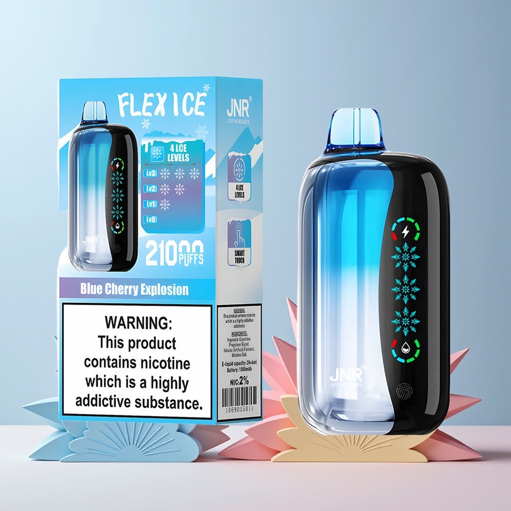 JNR Flex Ice 21000 Norge Engros Justerbar Is Blå Kirsebær Eksplosjon 26ml 1.2 Ohm Dual Mesh 1000mAh Type-C