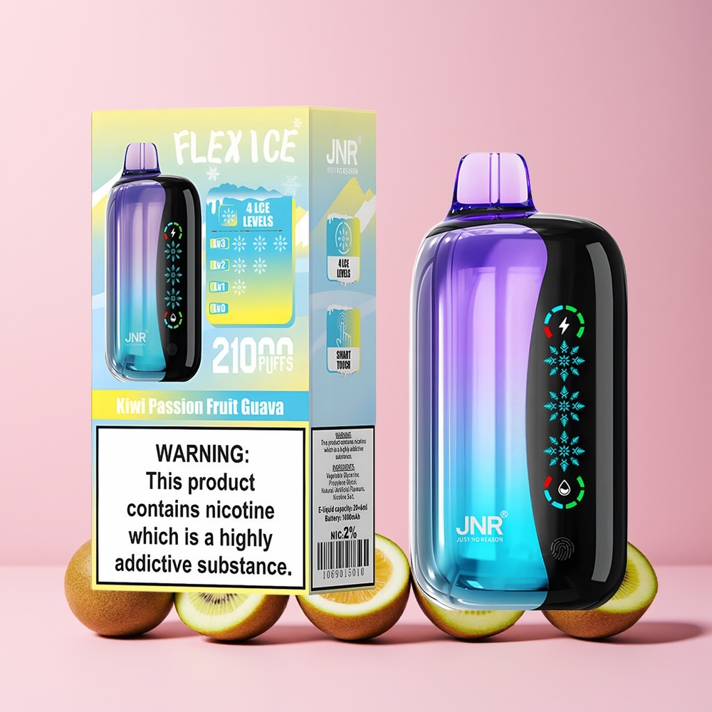 JNR Flex Ice 21000 Puffs Norge Engros Justerbar Is Kiwi Pasjonsfrukt Guava Dual Mesh Touch Skjerm