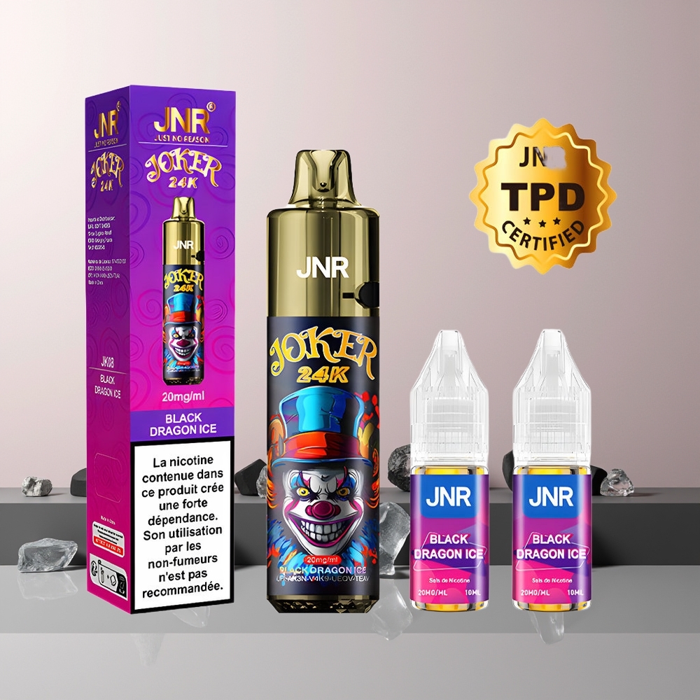 JNR Joker 24K Puffs Norge Engros Svart Drage Is 2+10ml 800mAh 24000 Puffs