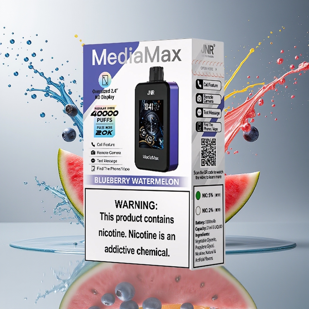 JNR MediaMax 40000 Puffs 21mL 1000mAh Type-C Norge Engros Blåbær Vannmelon