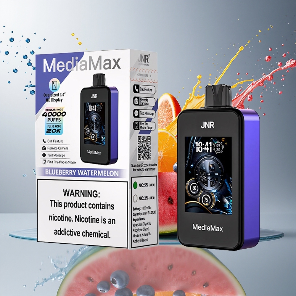 JNR MediaMax 40000 Puffs 21mL 1000mAh Type-C Norge Engros Blåbær Vannmelon