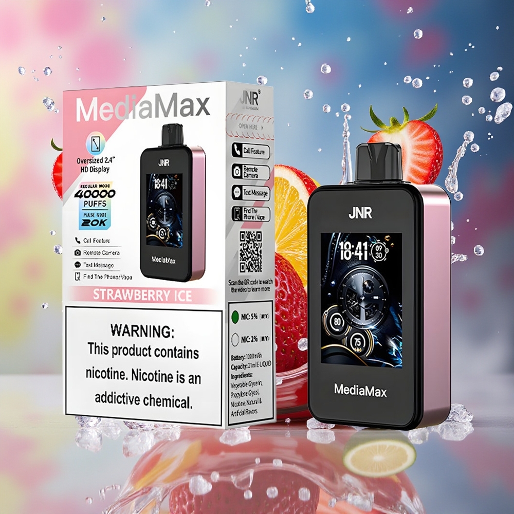 JNR MediaMax 40000 Puffs 21mL 1000mAh Type-C Norge Engros Jordbær Is