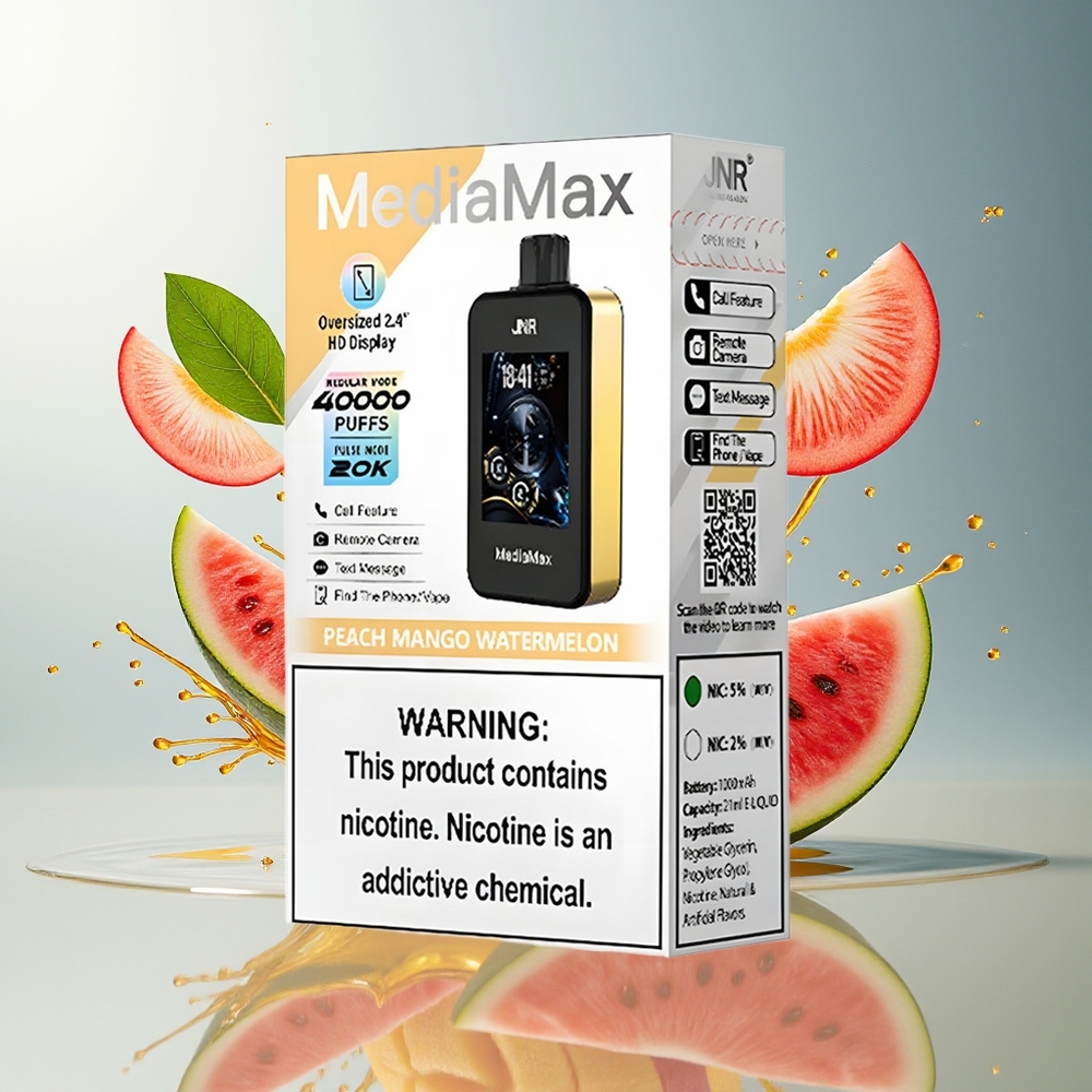 JNR MediaMax 40000 Puffs Norge Engros 1000mAh 21mL Fersken Mango Vannmelon Type-C