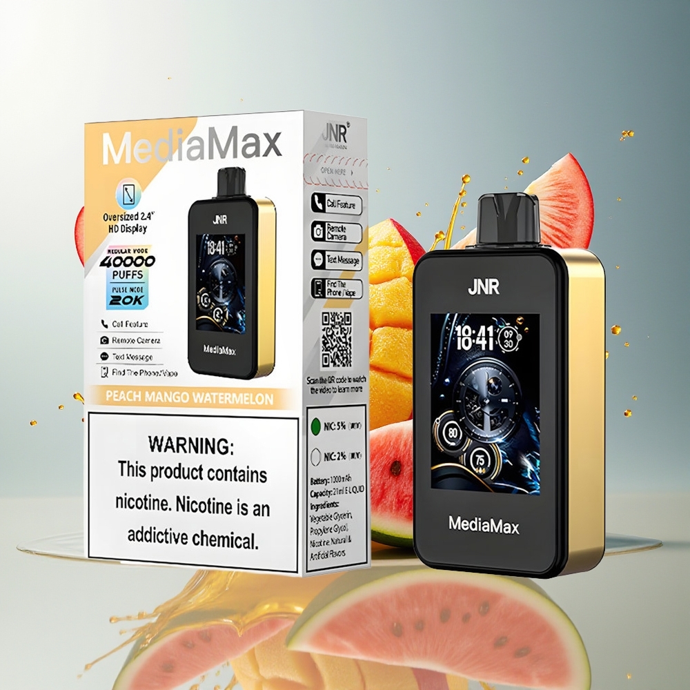 JNR MediaMax 40000 Puffs Norge Engros 1000mAh 21mL Fersken Mango Vannmelon Type-C